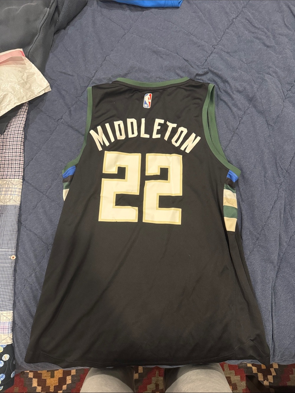 Fanatics Black Middleton #22 NBA Jersey with Green Trim